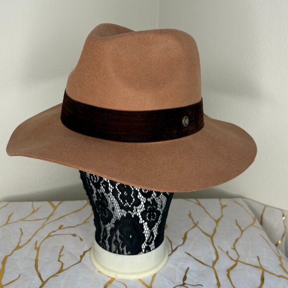 Camel Wool Fedora Hat | Velvet Band & Gold ‘M’ Accent main image 5